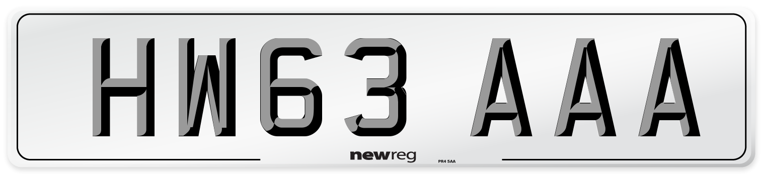 HW63 AAA Number Plate from New Reg